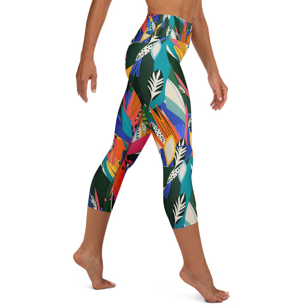 Yoga - Capri - Leggings Abstraktes Blumenmuster - YogaStylz