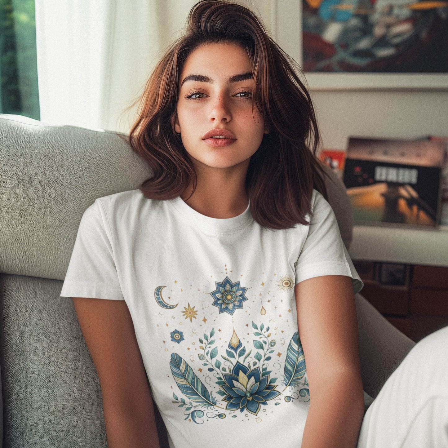 Boho Floral Folk Art – Unisex Organic T-Shirt