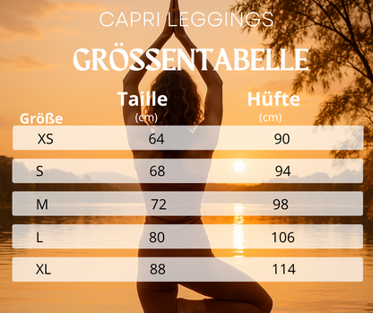 Capri leggings – Oriental pattern in olive green