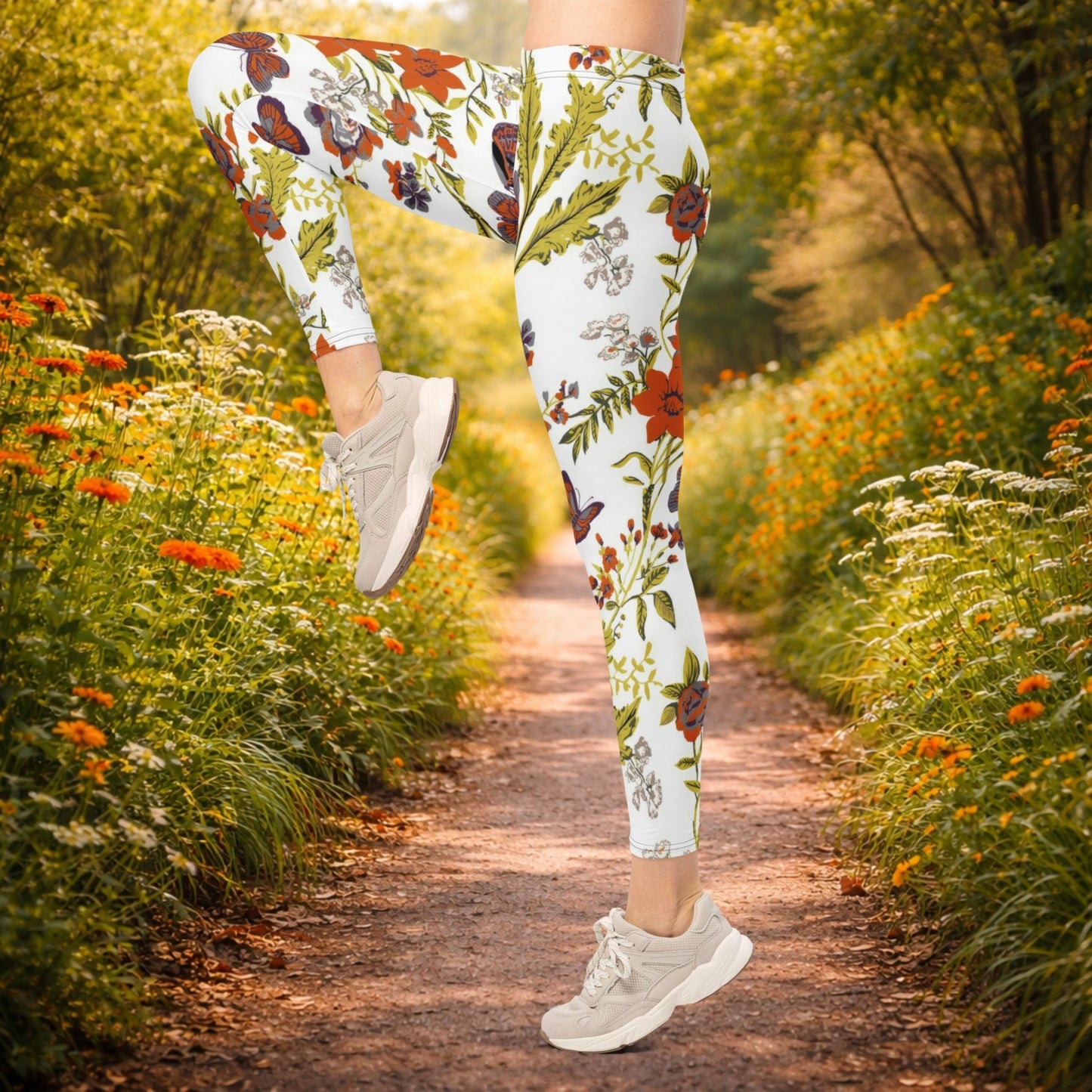 Abstrakte Blumen - Leggings – Boho Style & Komfort für Yoga & Alltag - YogaStylz