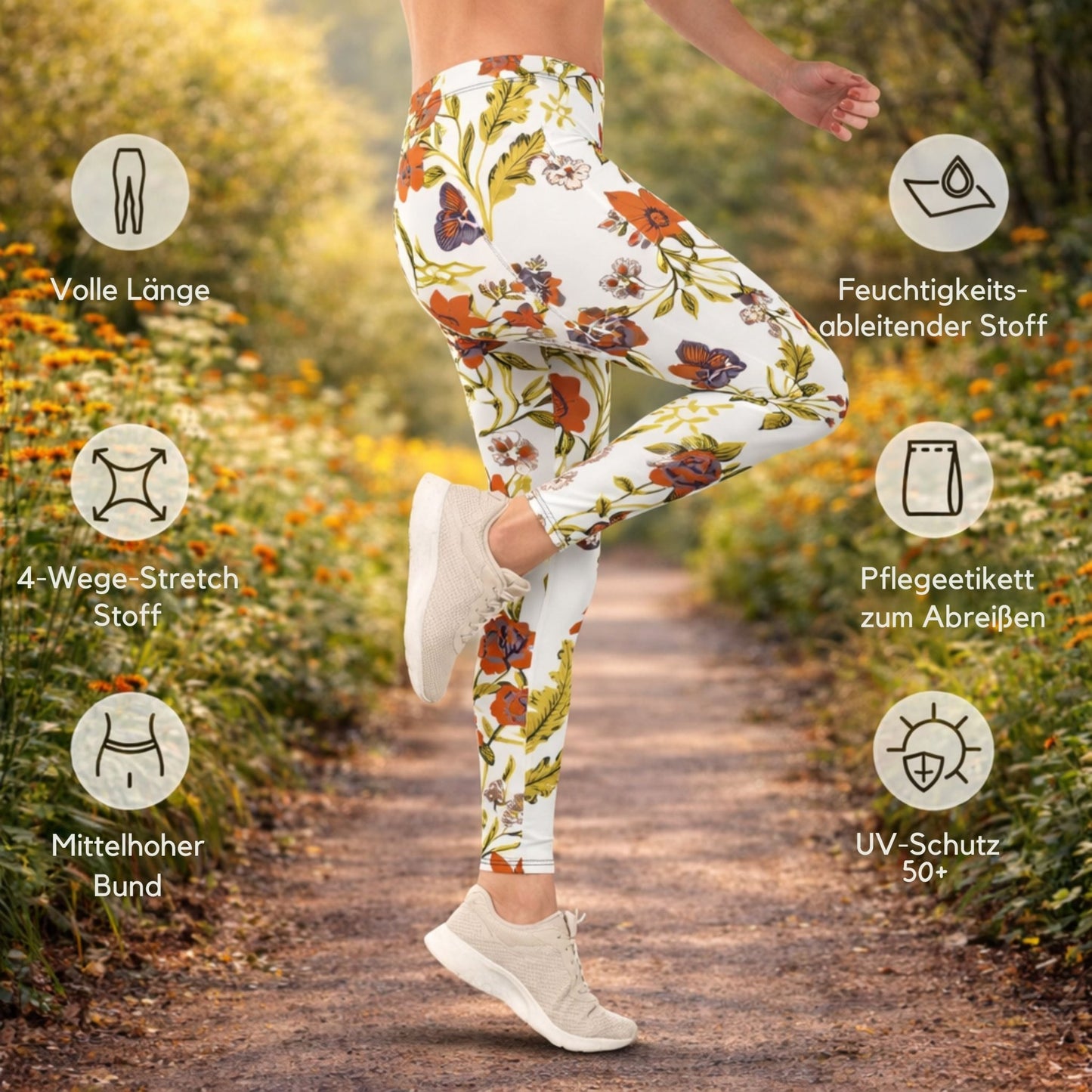 Abstrakte Blumen - Leggings – Boho Style & Komfort für Yoga & Alltag - YogaStylz