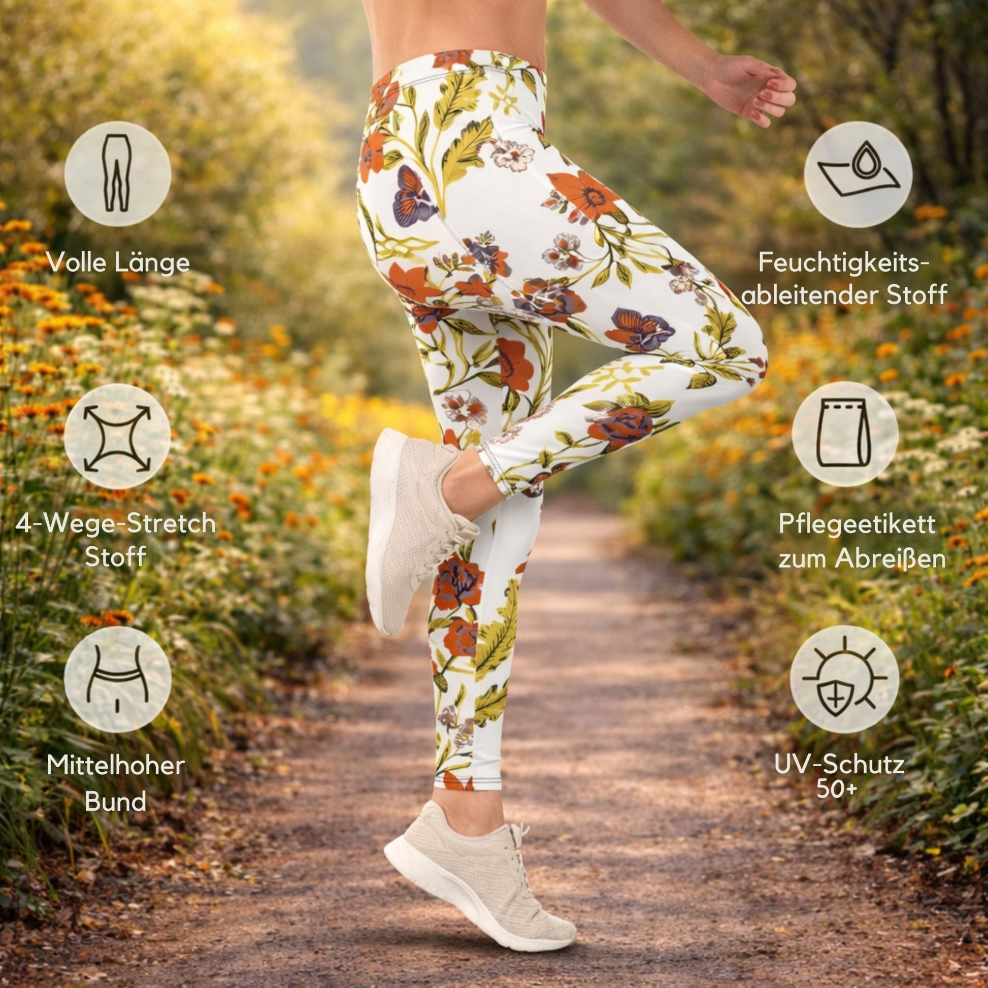 Abstrakte Blumen - Leggings – Boho Style & Komfort für Yoga & Alltag - YogaStylz