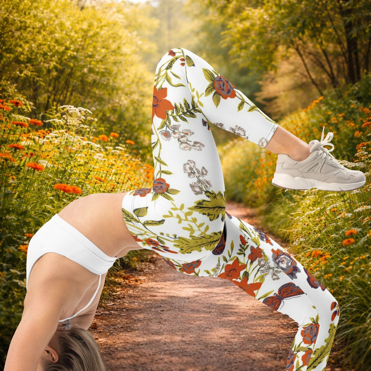 Abstrakte Blumen - Leggings – Boho Style & Komfort für Yoga & Alltag - YogaStylz