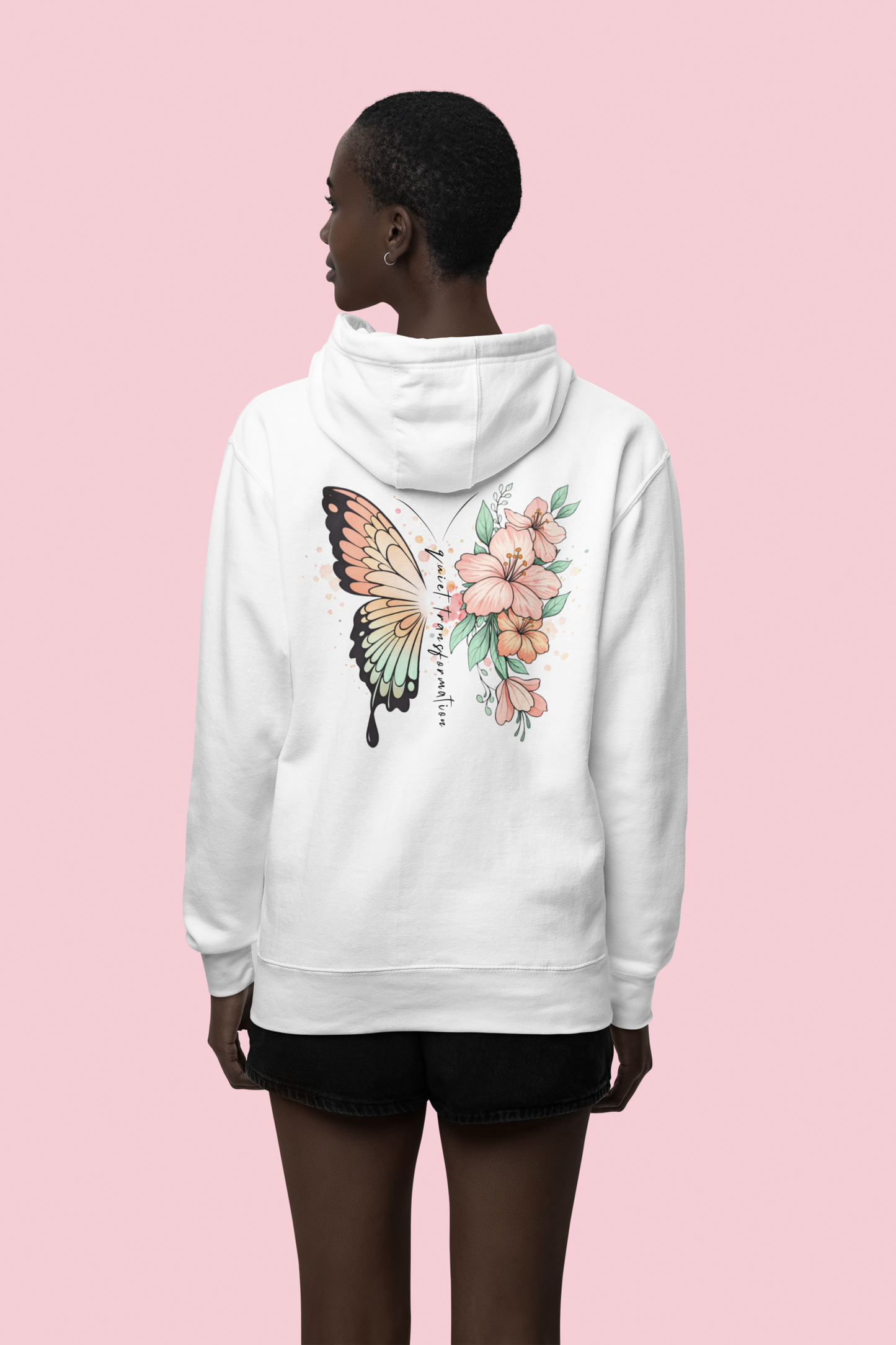 Quiet Transformation – Butterfly Flower Unisex Hoodie