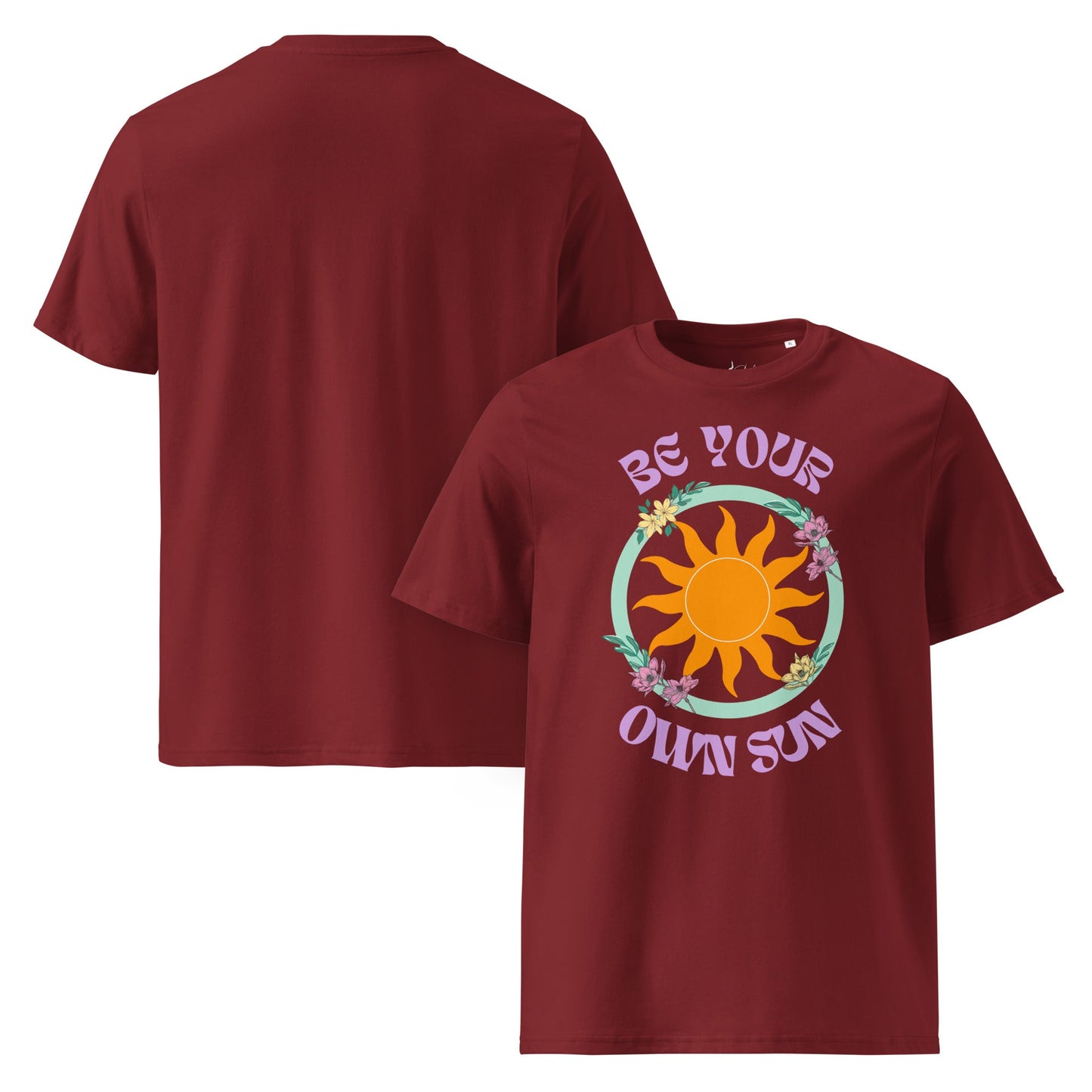 Be Your Own Sun T-Shirt – Bio Unisex Shirt mit Retro Sonne & Blumenmotiv - YogaStylz