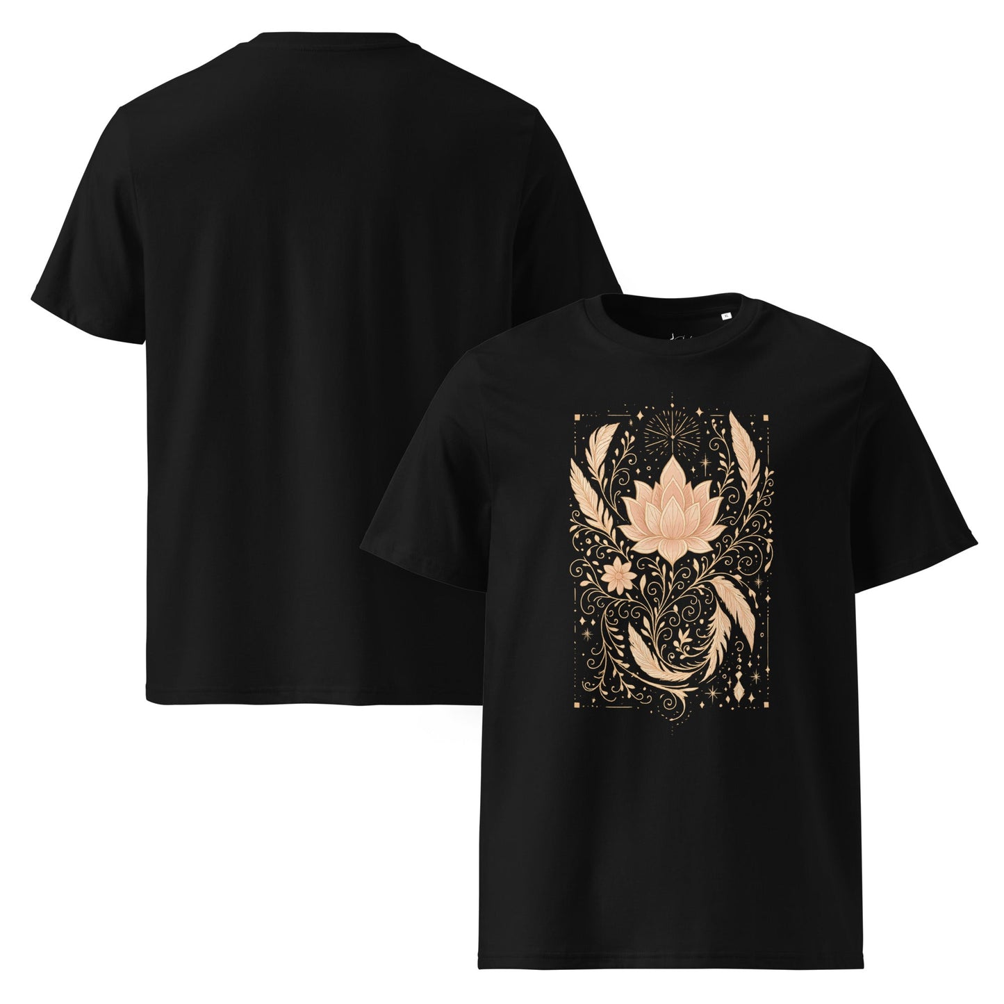 Bio T-Shirt mit Lotus & Ornamenten – Spirituelles Boho Unisex Shirt – Achtsamkeit & Yoga Design - Unisex - Bio - Baumwoll - T-Shirt - YogaStylz