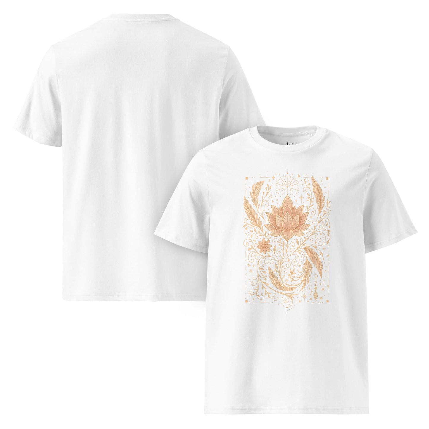 Bio T-Shirt mit Lotus & Ornamenten – Spirituelles Boho Unisex Shirt – Achtsamkeit & Yoga Design - Unisex - Bio - Baumwoll - T-Shirt - YogaStylz