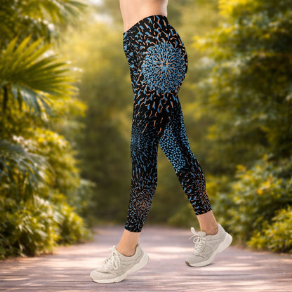 Blau - Schwarz Abstrakte Leggings – Boho Style & Komfort - YogaStylz