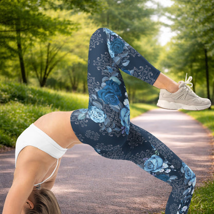 Blaue Rosen Leggings – Boho Style & Komfort für Yoga & Alltag - YogaStylz