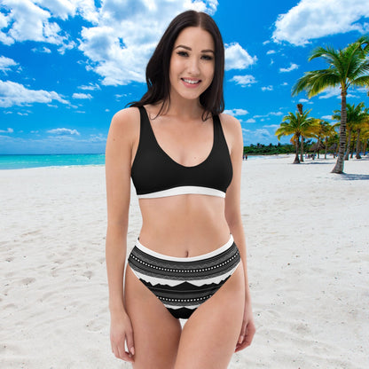 Boho Bikini „Midnight Wave“ – bequem im Schwarz - Weiß - Look - YogaStylz