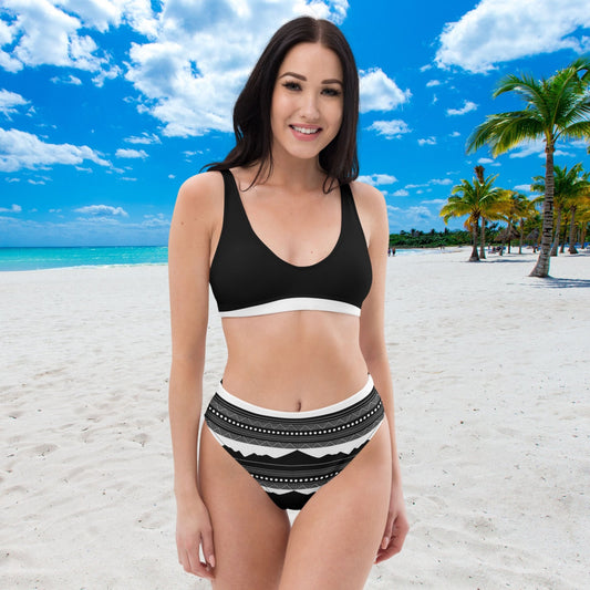 Boho Bikini „Midnight Wave“ – bequem im Schwarz - Weiß - Look - YogaStylz