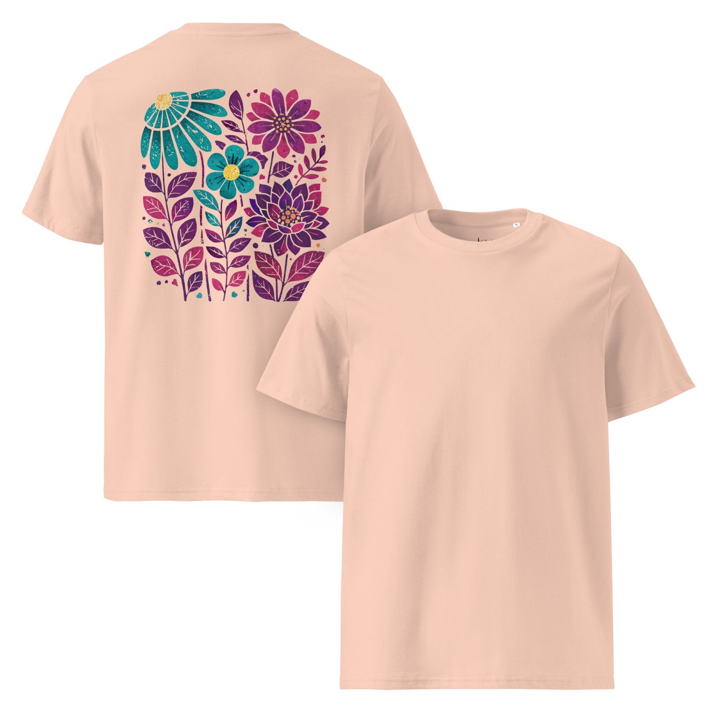 Boho Blumen T-Shirt Rückenprint | Florales Design Shirt | Nachhaltiges Boho Shirt - YogaStylz