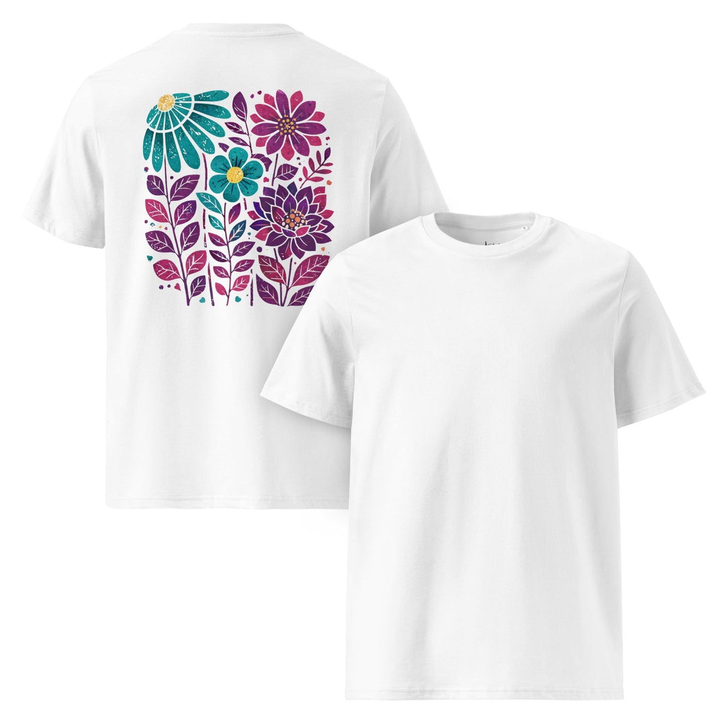 Boho Blumen T-Shirt Rückenprint | Florales Design Shirt | Nachhaltiges Boho Shirt - YogaStylz