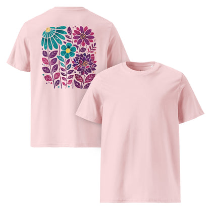 Boho Blumen T-Shirt Rückenprint | Florales Design Shirt | Nachhaltiges Boho Shirt - YogaStylz