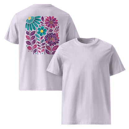 Boho Blumen T-Shirt Rückenprint | Florales Design Shirt | Nachhaltiges Boho Shirt - YogaStylz