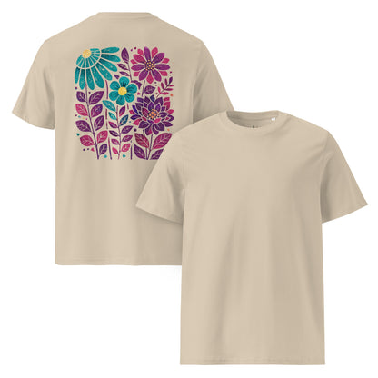 Boho Blumen T-Shirt Rückenprint | Florales Design Shirt | Nachhaltiges Boho Shirt - YogaStylz