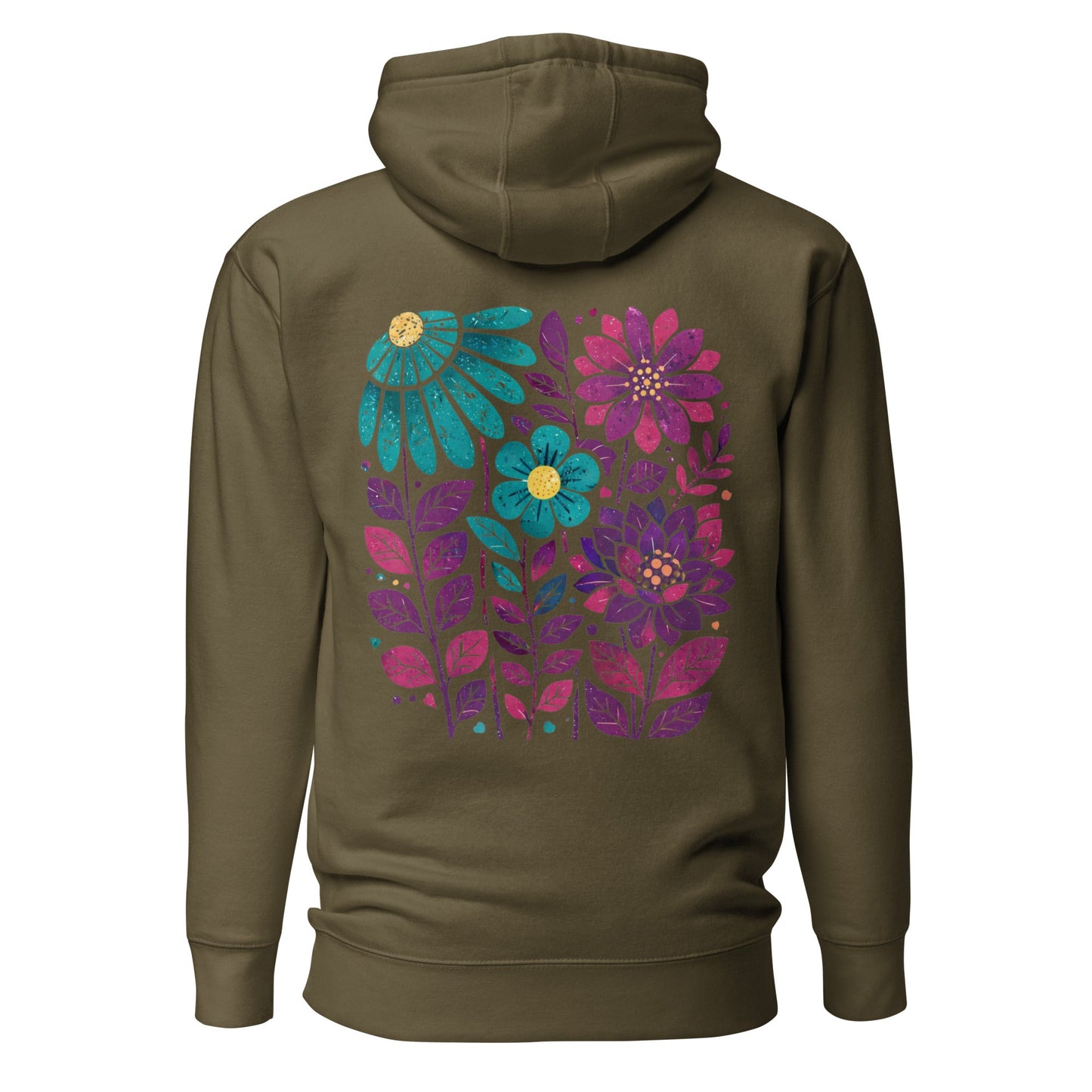 Boho Hoodie mit floralem Rückenprint | Ruhiges Blumenmotiv | Gemütlicher Hoodie - YogaStylz