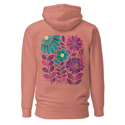 Boho Hoodie mit floralem Rückenprint | Ruhiges Blumenmotiv | Gemütlicher Hoodie - YogaStylz