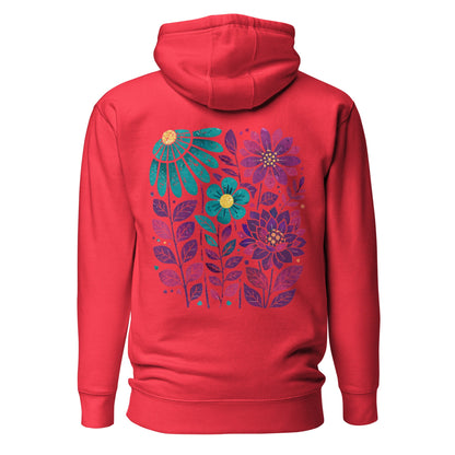 Boho Hoodie mit floralem Rückenprint | Ruhiges Blumenmotiv | Gemütlicher Hoodie - YogaStylz