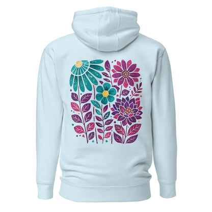Boho Hoodie mit floralem Rückenprint | Ruhiges Blumenmotiv | Gemütlicher Hoodie - YogaStylz