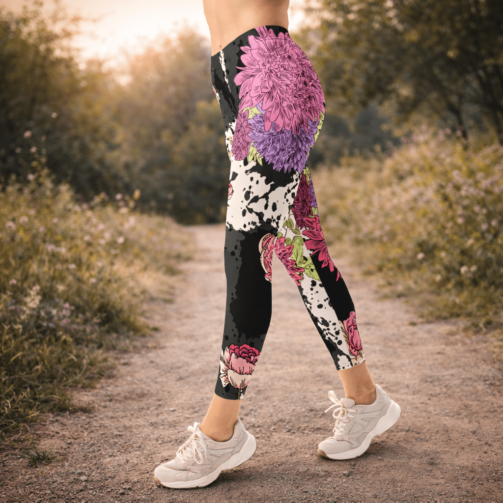 Boho Leggings „Midnight Blossom“ – Floral Statement - YogaStylz