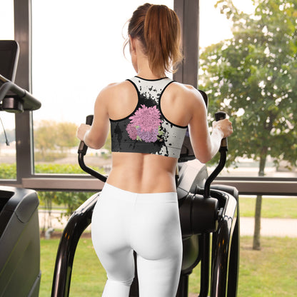 Boho Sport - BH „Midnight Blossom“ – floraler Racerback BH mit Halt & Komfort - YogaStylz