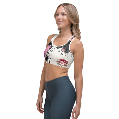 Boho Sport - BH „Midnight Blossom“ – floraler Racerback BH mit Halt & Komfort - YogaStylz