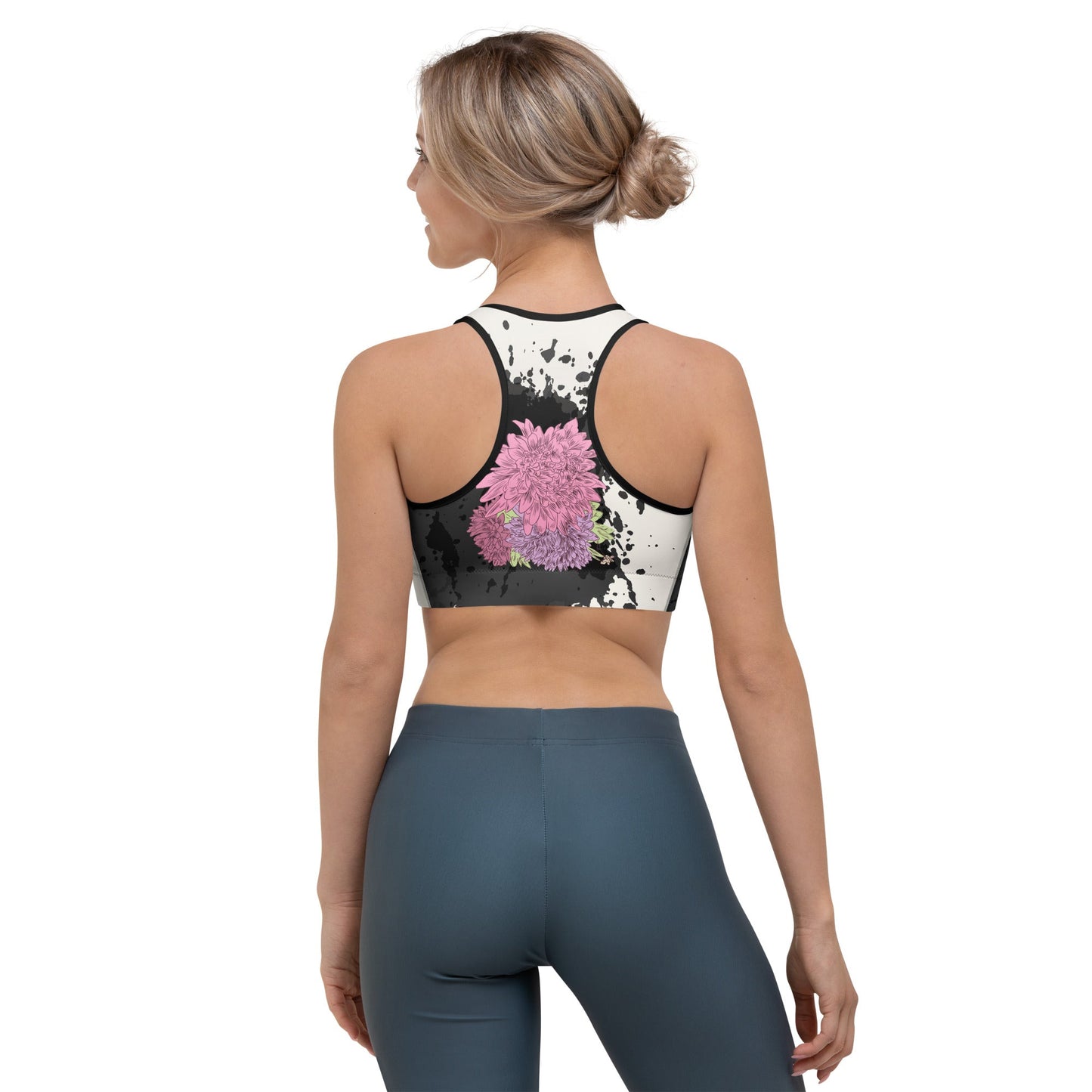 Boho Sport - BH „Midnight Blossom“ – floraler Racerback BH mit Halt & Komfort - YogaStylz