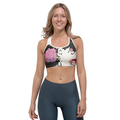 Boho Sport - BH „Midnight Blossom“ – floraler Racerback BH mit Halt & Komfort - YogaStylz