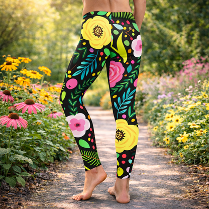Bunte Blumen - Leggings – Boho Style & Komfort für Alltag & Freizeit - YogaStylz
