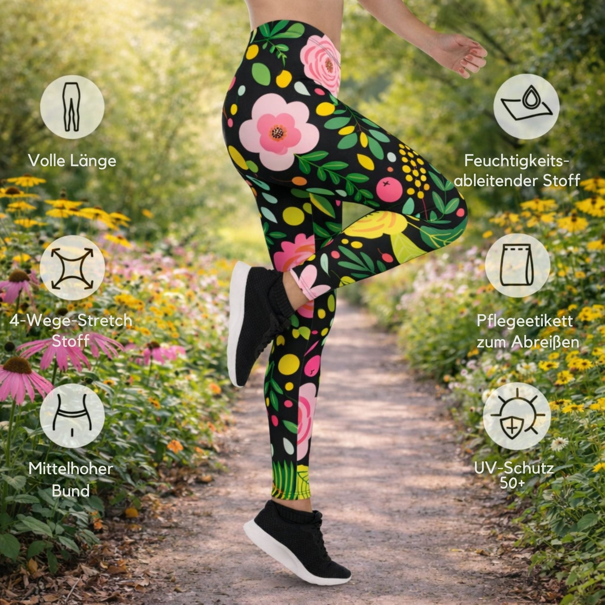Bunte Blumen - Leggings – Boho Style & Komfort für Alltag & Freizeit - YogaStylz
