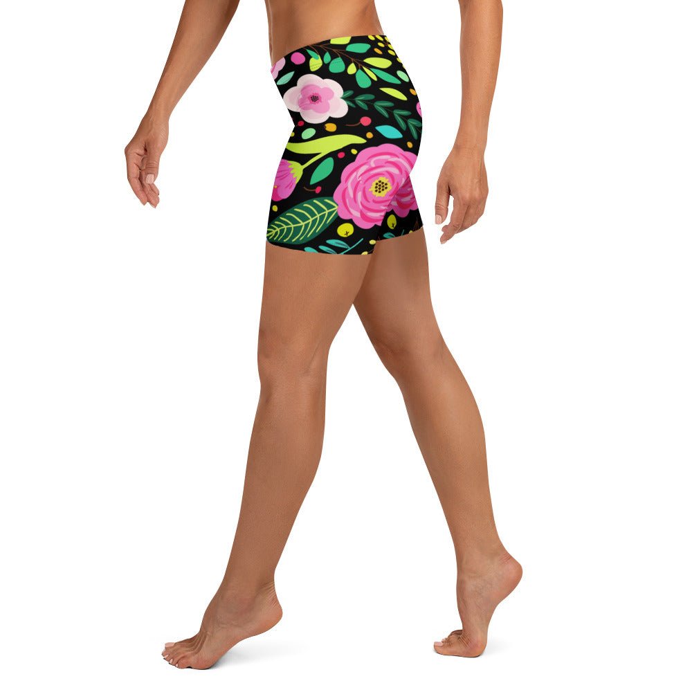 Bunte Sport - Shorts mit floralem Muster - YogaStylz