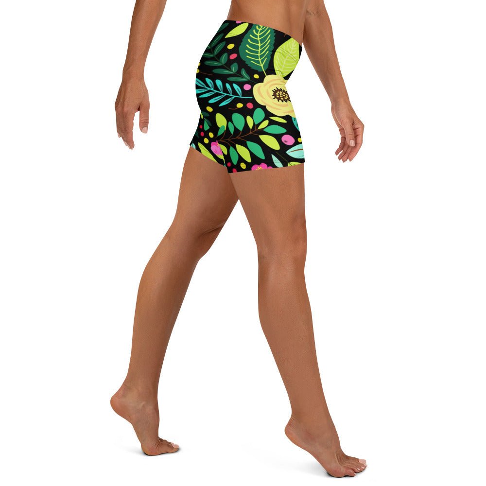 Bunte Sport - Shorts mit floralem Muster - YogaStylz