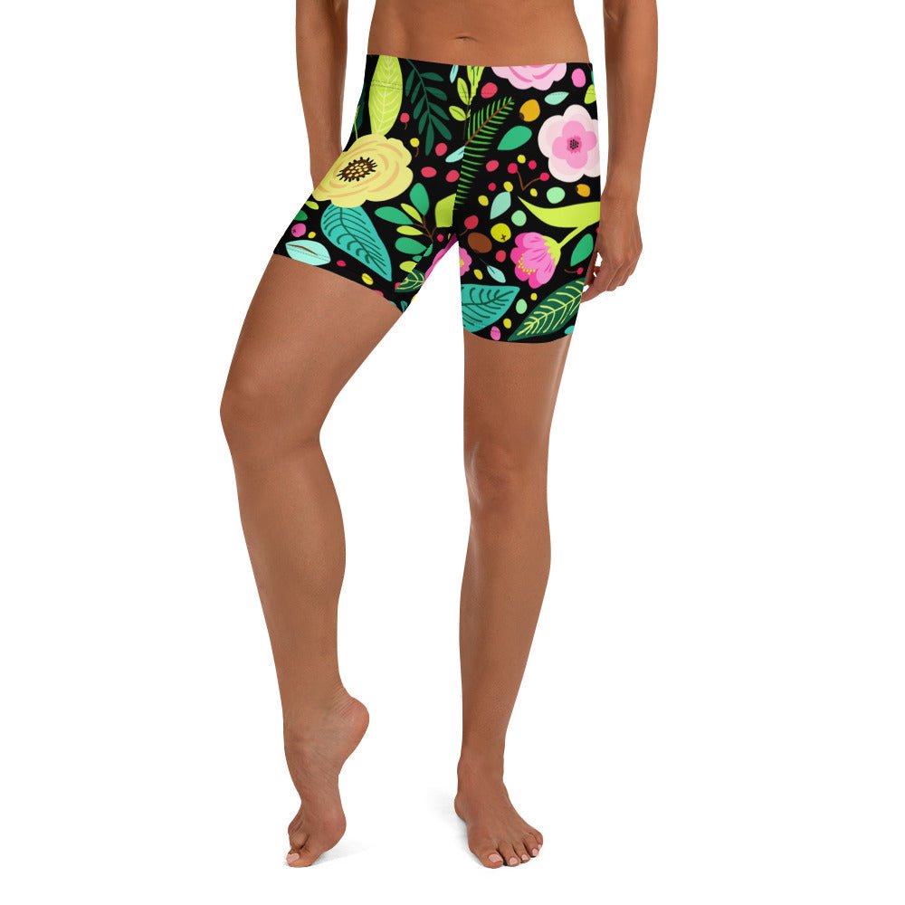 Bunte Sport - Shorts mit floralem Muster - YogaStylz