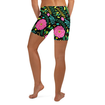 Bunte Sport - Shorts mit floralem Muster - YogaStylz