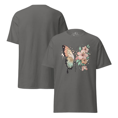 Butterfly Flower T-Shirt | Klassisches Baumwollshirt Quiet Transformation | Boho Style - YogaStylz