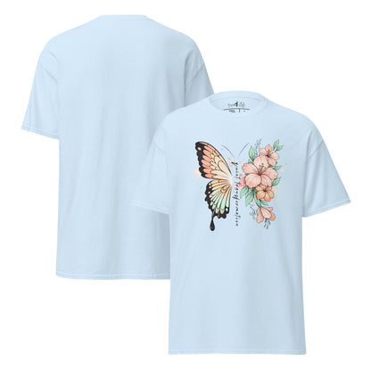 Butterfly Flower T-Shirt | Klassisches Baumwollshirt Quiet Transformation | Boho Style - YogaStylz