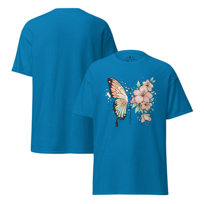 Butterfly Flower T-Shirt | Klassisches Baumwollshirt Quiet Transformation | Boho Style - YogaStylz