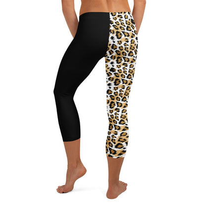 Capri - Leggings Leoparden - Design & Schwarz – Animal - Print Yogahose mit Stretch & UV - Schutz | Trendige Activewear Damen - YogaStylz