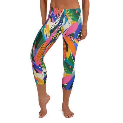 Capri - Leggings mit buntem abstrakten Muster – 3/4 Sporthose Damen mit UV - Schutz & Stretch | Farbenfrohe Activewear - YogaStylz