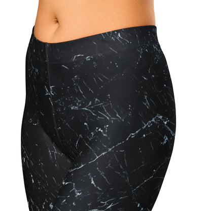 Capri - Leggings Schwarz Marmor – 3/4 Sportleggings mit UV - Schutz & 4 - Wege - Stretch | Minimalistische Activewear Damen - YogaStylz