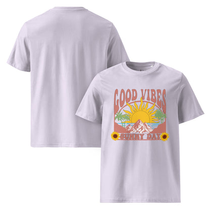 Good Vibes Sunny Day T-Shirt – Retro Sommer Design aus Bio - Baumwolle | Unisex Boho Shirt - YogaStylz