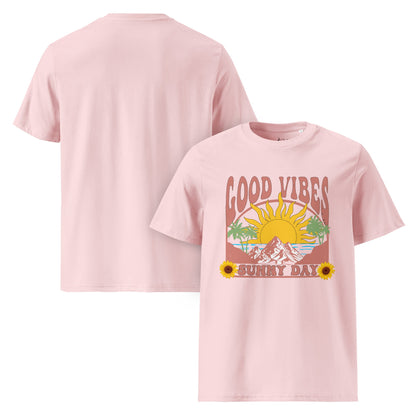 Good Vibes Sunny Day T-Shirt – Retro Sommer Design aus Bio - Baumwolle | Unisex Boho Shirt - YogaStylz