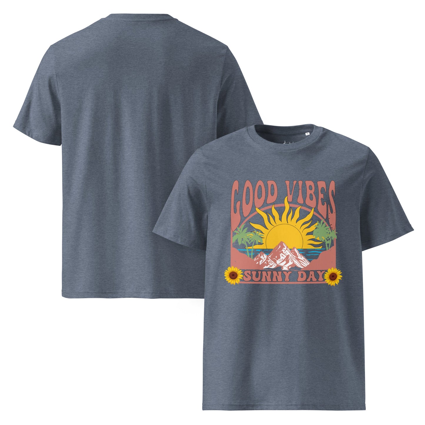 Good Vibes Sunny Day T-Shirt – Retro Sommer Design aus Bio - Baumwolle | Unisex Boho Shirt - YogaStylz