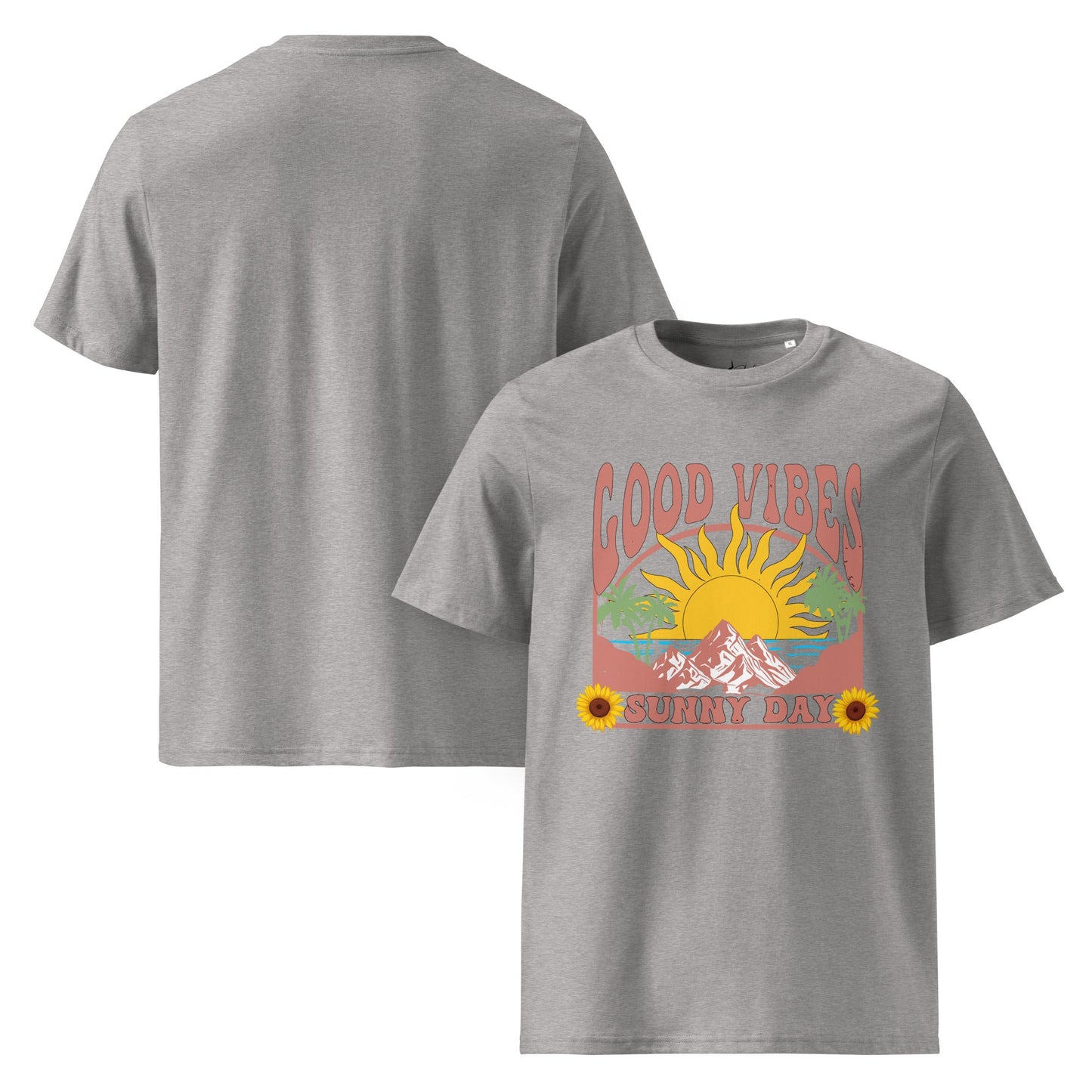 Good Vibes Sunny Day T-Shirt – Retro Sommer Design aus Bio - Baumwolle | Unisex Boho Shirt - YogaStylz