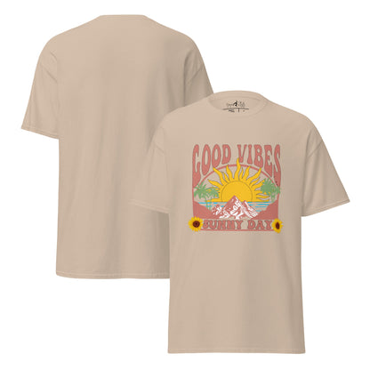 Good Vibes Sunny Day T-Shirt – Retro Sommer Design – Vintage Unisex Shirt aus Baumwolle – Gute Laune Look - YogaStylz