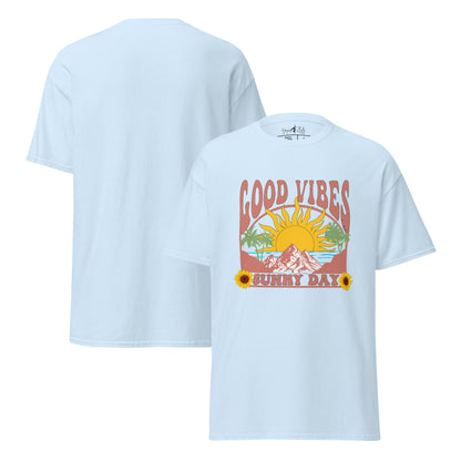 Good Vibes Sunny Day T-Shirt – Retro Sommer Design – Vintage Unisex Shirt aus Baumwolle – Gute Laune Look - YogaStylz