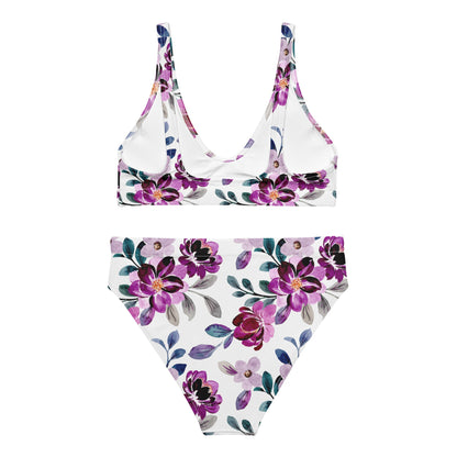 High Waist Bikini „Purple Blossom“ – elegant, bequem - YogaStylz