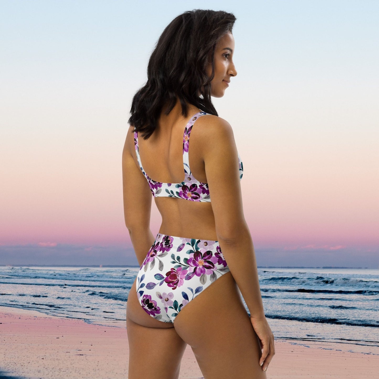 High Waist Bikini „Purple Blossom“ – elegant, bequem - YogaStylz