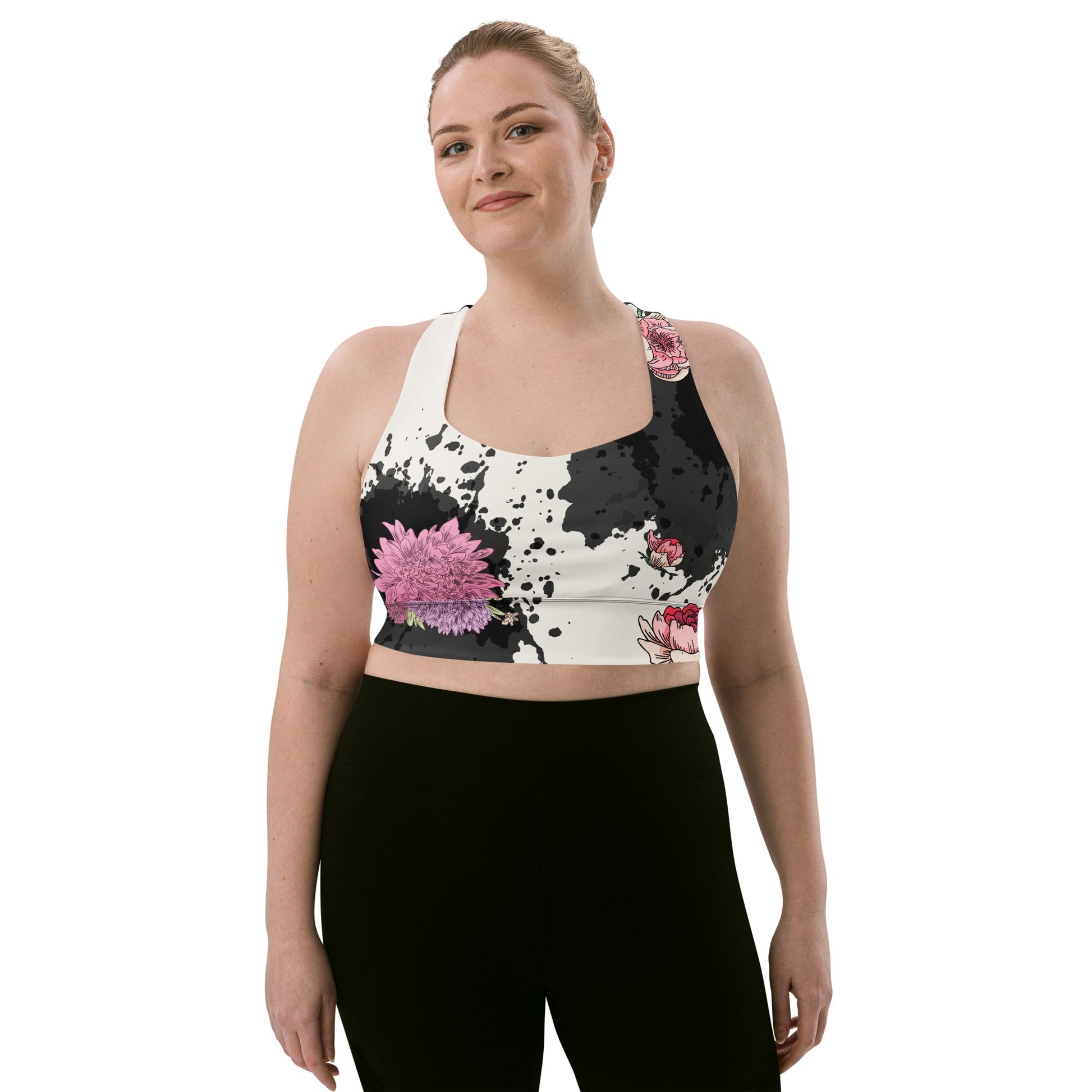 Longline Sport - BH „Midnight Blossom“ (Racerback) - YogaStylz